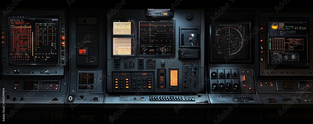 Aufkleber Complex control panel monitoring system showing data analysis and processing information
