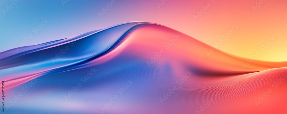Poster abstract colorful wave background flowing smoothly in blue, pink and orange