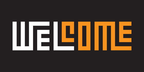 Welcome typography greeting card background. Welcome text and lettering logo. Square typography headline for banner, poster, flyer.