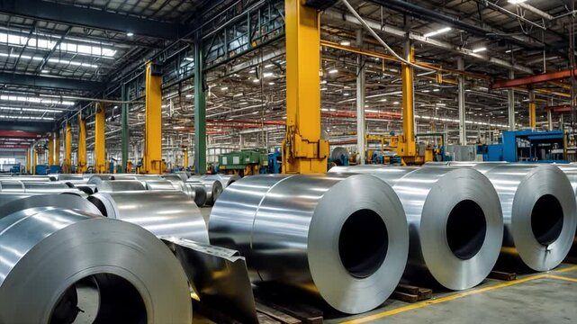 Rolls of metal sheet. 