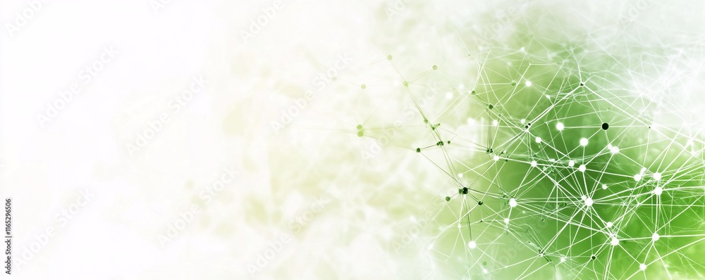 Poster Futuristic green network connecting data points abstract background