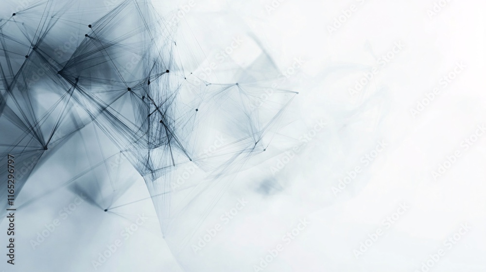 Aufkleber Abstract geometric plexus lines and nodes creating futuristic network connection