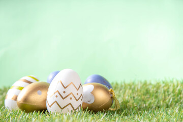 Easter egg grass background