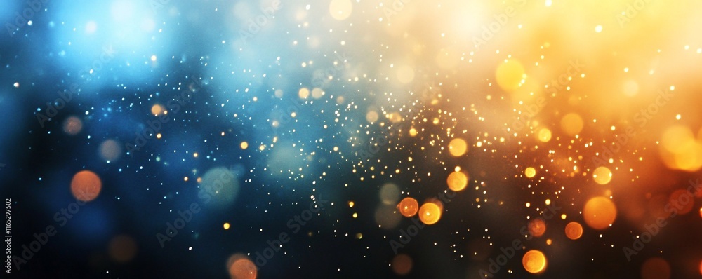 Aufkleber Abstract festive golden and blue lights background blurred with bokeh effect
