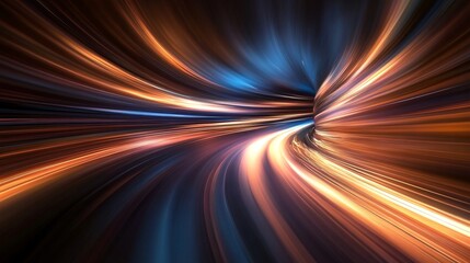 Light trails speeding through futuristic tunnel technology