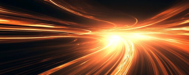 Obraz premium Golden energy beams converging into a central bright light source