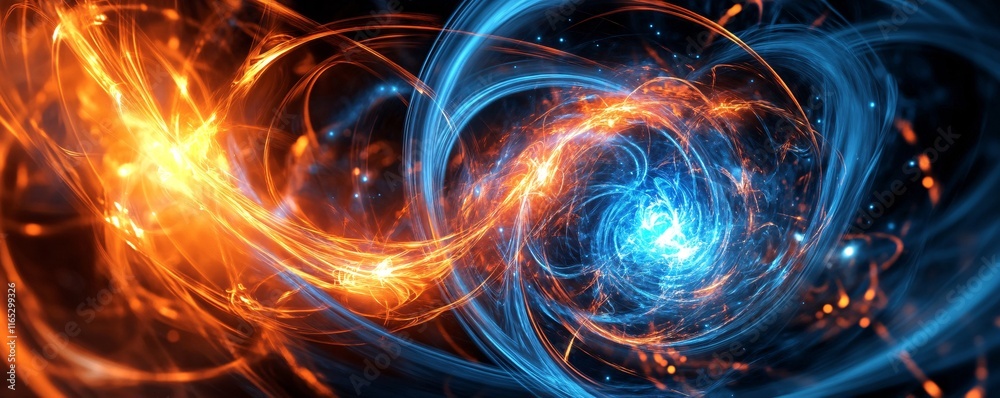 Poster fire and ice swirling abstract background creating a dynamic contrast