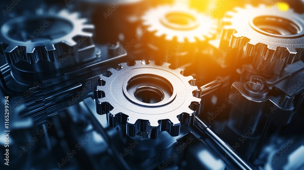 Aufkleber gears rotating smoothly inside complex machinery in motion