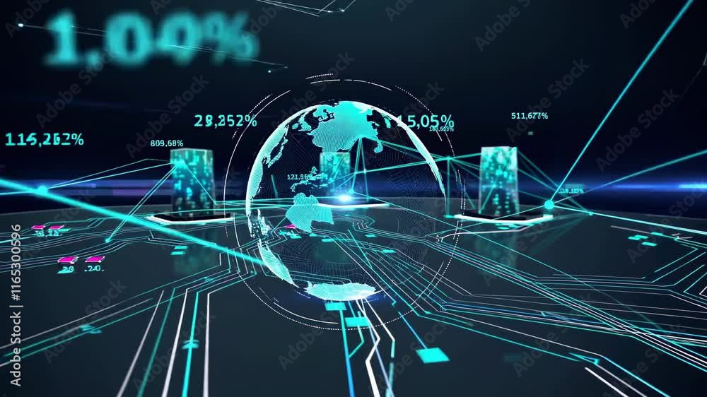 Poster exploring the connections and interactions of a digital world in this animated representation of glo