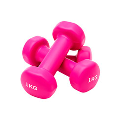 Hot Pink Dumbbells with Neon Fitness Equipment and Glossy Finish
