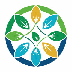 Leaf Logo: Symmetrical Pattern Symbolizing Unity Sustainability