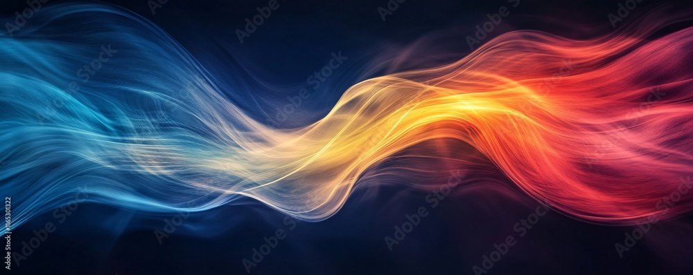 Poster Abstract colorful wave design flowing smoothly on dark background