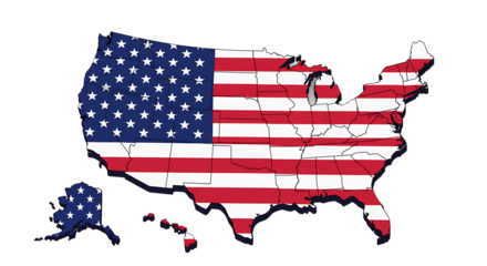 High-Resolution USA Flag Map Image for Websites, Presentations, and Print Media