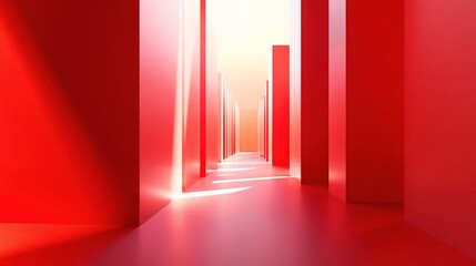 Fototapeta premium Modern Architecture Geometry and Perspective in Bold Red Hues