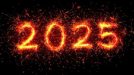 2025 New Year Sparkler Fireworks Celebration New Year celebration, festive countdown, fireworks and sparklers., happy new year 2025 concept.AI. 