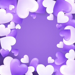 Lilac blue valentine background with 3D hearts