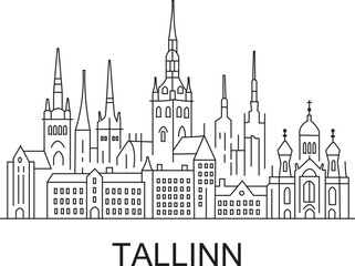 Naklejka premium Tallinn City Line Draw Simple Minimalist