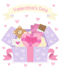 Valentine's Day illustration with chocolate gift box