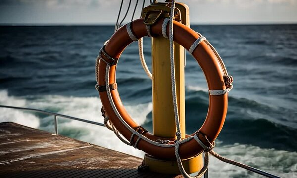 Lifebuoy on a boat.