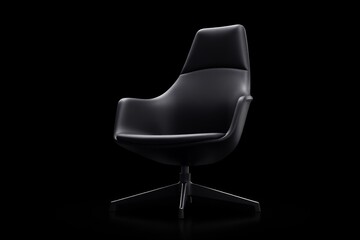a close up of a black chair with a black background