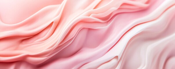 Obraz premium Smooth pink fabric forming elegant waves and folds