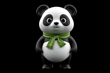 Naklejka premium a close up of a panda bear wearing a green scarf