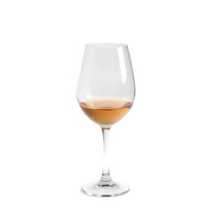 Close-up of wineglass over white background.