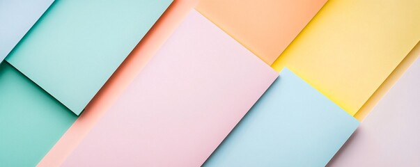 Colorful pastel paper sheets forming an abstract geometric background