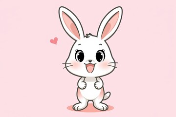 Obraz premium cartoon rabbit with tongue sticking out and heart in background