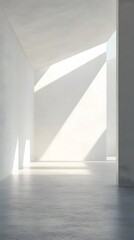 Obraz premium A sleek empty space with a smooth white background, creating a crisp, professional atmosphere for product presentation