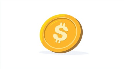 Obraz premium Golden Coin with Dollar Sign Symbolizing Wealth and Prosperity against a Plain White Background for Financial and Business Concepts