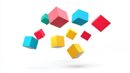 Obraz premium Floating colorful cubes abstract art digital space playful environment bird eye view concept of imagination