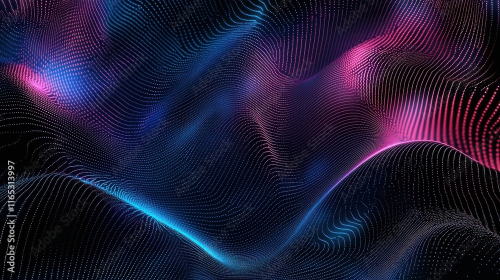Aufkleber dynamic abstract waves digital art colorful patterns virtual space 3d viewpoint visual representatio