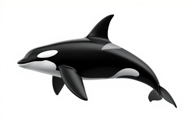 Obraz premium a close up of a black and white orca whale on a white background