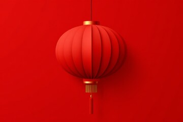 Obraz premium a red lantern hanging on a red wall with a gold handle