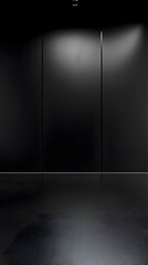 A modern empty space with a deep charcoal gray background, providing a sophisticated and sleek backdrop for product display