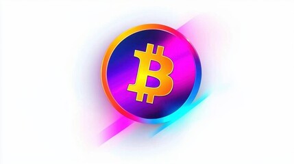 Obraz premium Vibrant and Modern Bitcoin Symbol with Colorful Streaks, Representing Digital Currency, Technology, and Investment Trends in the Cryptocurrency Market