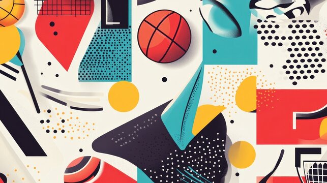 Modern geometric design inspired by Bauhaus with a summer sports theme.

 - Powered by Adobe