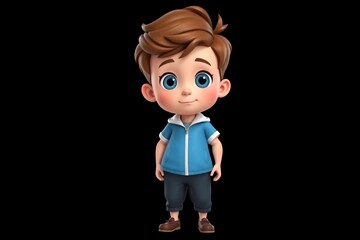 Obraz premium a cartoon boy with a blue shirt and brown pants