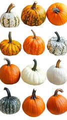 A Bountiful Harvest of Colorful Pumpkins: A Celebration of Autumnal Hues