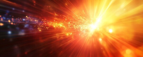 Naklejka premium Bright orange and red light beams expanding in space