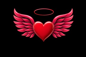 Fototapeta premium a close up of a heart with wings and a halo