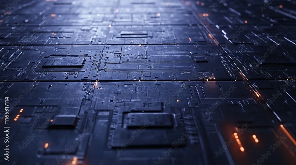 Aufkleber futuristic motherboard surface showing complex circuitry and lighting effects