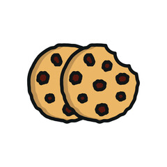 Chocolate Chip Cookies Icon showcases a sweet and inviting style, ideal for highlighting comfort foods, snack businesses, or holiday-themed promotions