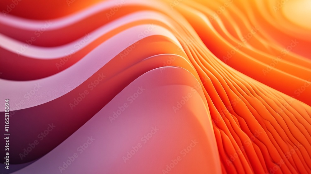 Aufkleber Abstract orange and purple waves flowing and creating a gradient