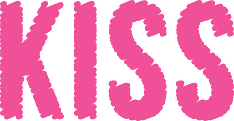 Hand drawn doodle Kiss word vector.
Valentine kiss text scribble.
Transparent background.