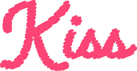 Hand drawn doodle Kiss word vector.
Valentine kiss text scribble.
Transparent background.