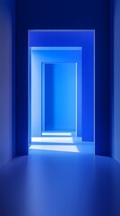 A modern empty room with a vibrant royal blue background, adding energy and sophistication to the product showcase