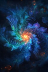 Obraz premium glowing fractal designs with intricate swirling details