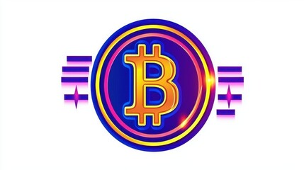 Obraz premium Vibrant Bitcoin Symbol with Colorful Design Representing Digital Currency and Cryptocurrency Trends in Finance and Technology